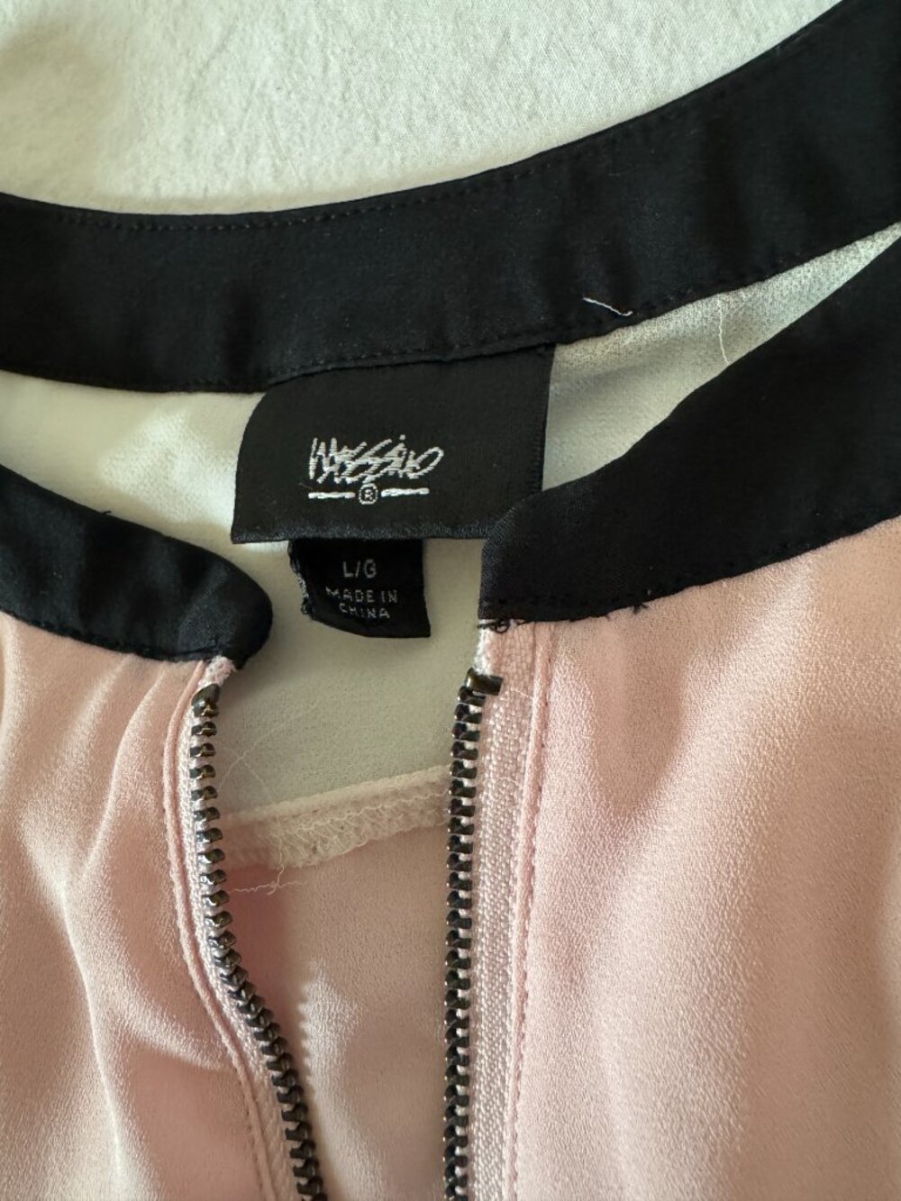 Mossimo Supply Co. Blush Pink Colorblock Bomber Jacket Sz L - Picture 4 of 9